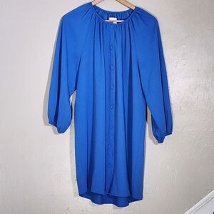 Pomander Place Blue Button-Up Dress